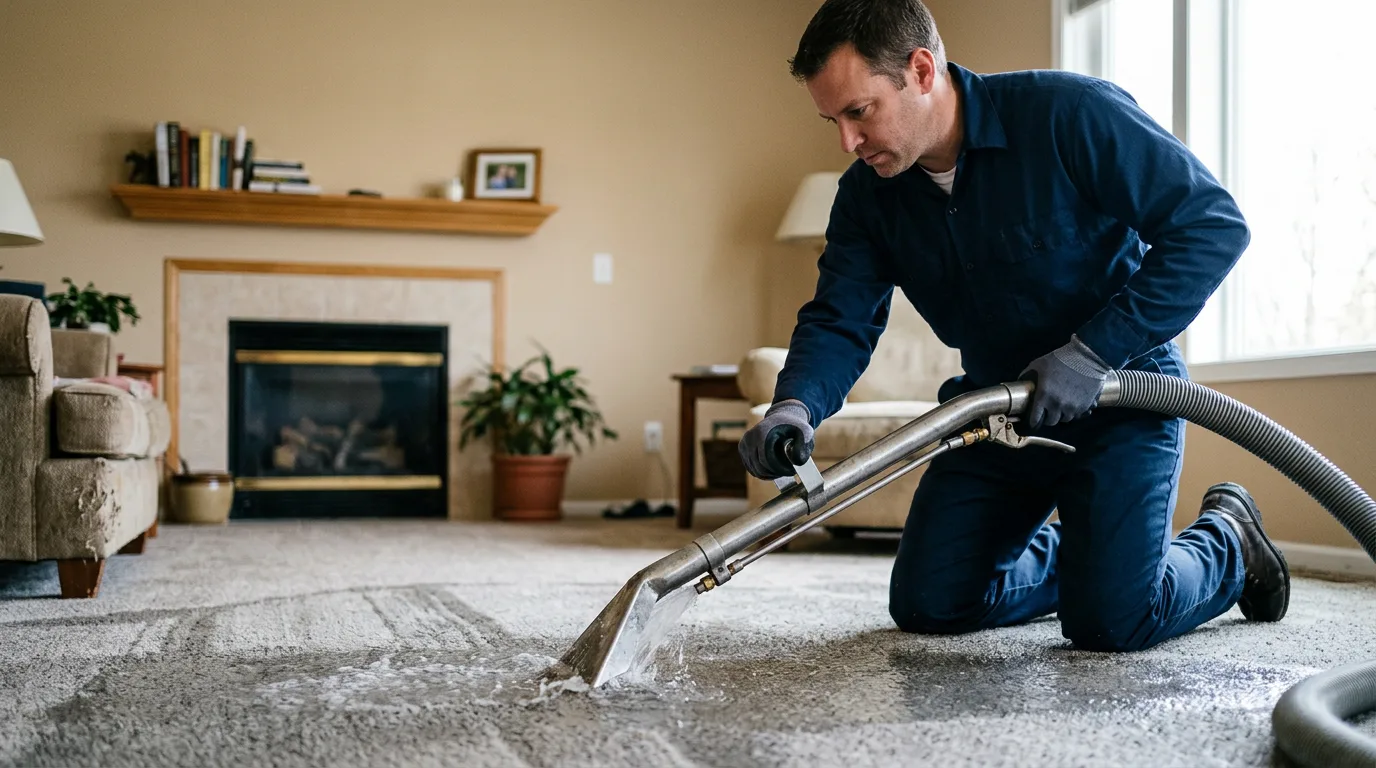 Water damage restoration technician working near Richardton, ND